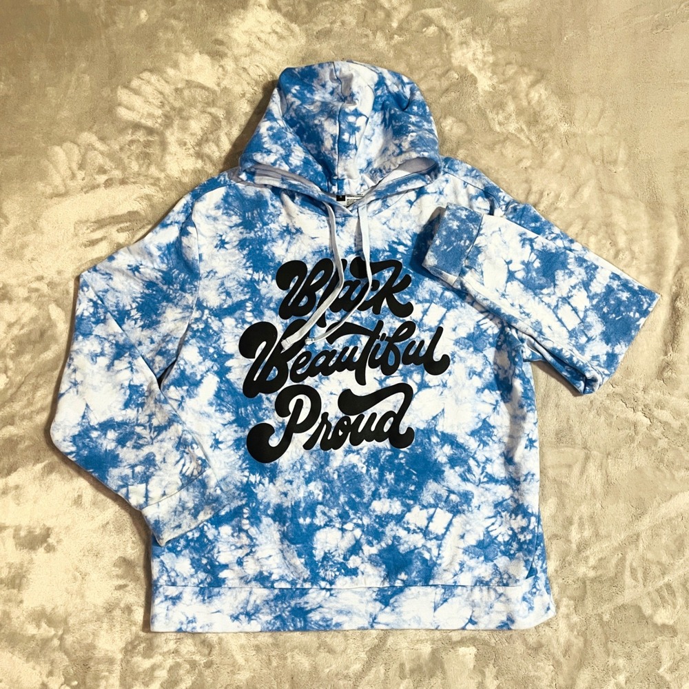 Target Black History Month Hoodie Unisex Medium Blue Excellent Tie Dye Graphic